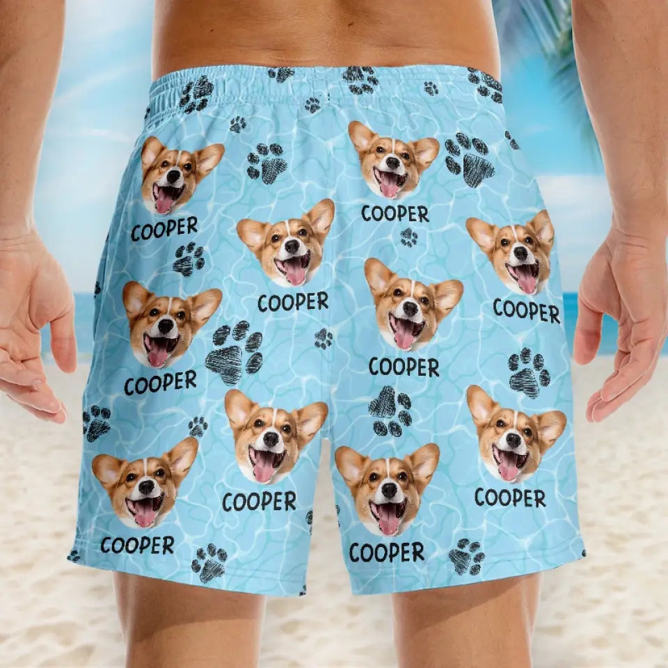 Photo personnalisée sur la plage, vous pouvez vivre heureux - Short de plage hawaïen tropical Aloha personnalisé pour chien et chat - Cadeau de vacances d'été, cadeau de fête d'anniversaire pour propriétaires d'animaux et amoureux des animaux