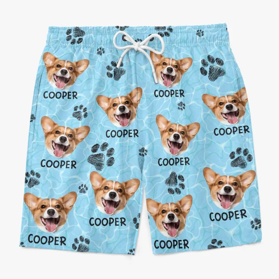 Photo personnalisée sur la plage, vous pouvez vivre heureux - Short de plage hawaïen tropical Aloha personnalisé pour chien et chat - Cadeau de vacances d'été, cadeau de fête d'anniversaire pour propriétaires d'animaux et amoureux des animaux