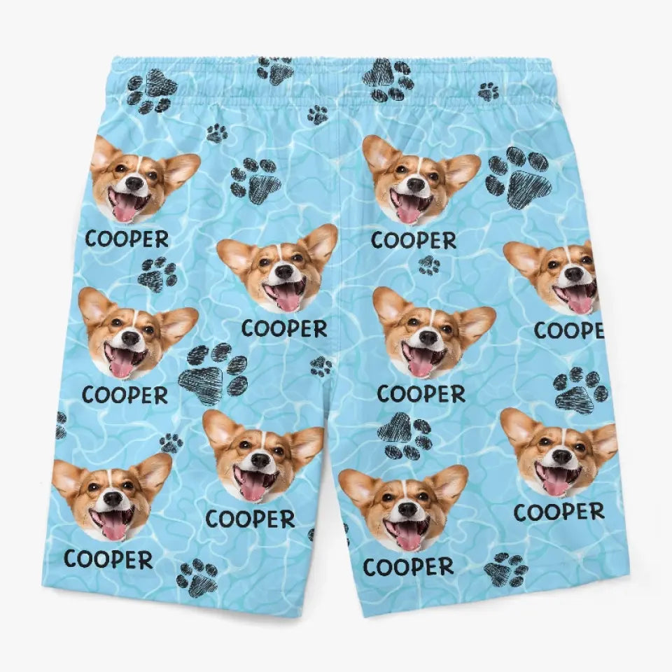 Photo personnalisée sur la plage, vous pouvez vivre heureux - Short de plage hawaïen tropical Aloha personnalisé pour chien et chat - Cadeau de vacances d'été, cadeau de fête d'anniversaire pour propriétaires d'animaux et amoureux des animaux