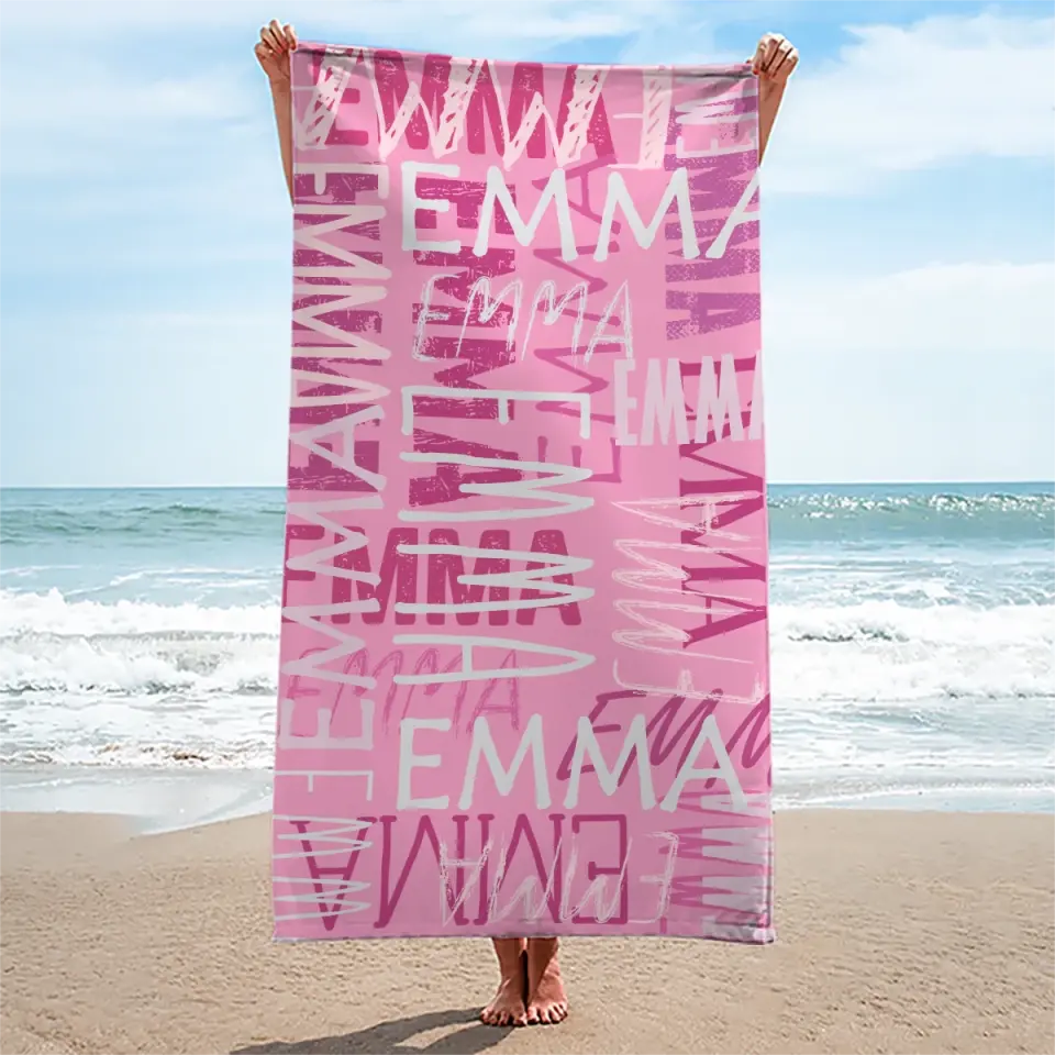 Ambiance estivale - Serviette de plage personnalisée pour toute la famille - Cadeau idéal pour les vacances d'été, un anniversaire ou une fête à la piscine