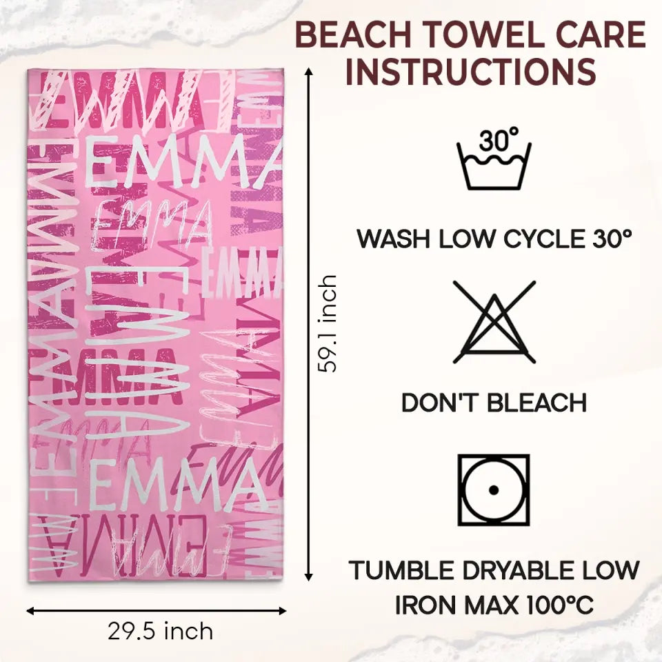 Ambiance estivale - Serviette de plage personnalisée pour toute la famille - Cadeau idéal pour les vacances d'été, un anniversaire ou une fête à la piscine