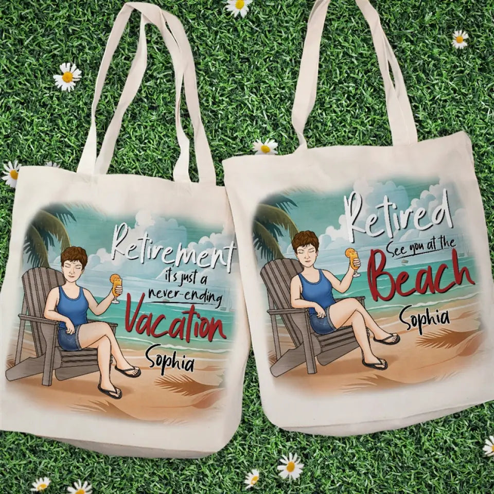 Rendez-vous à la plage - Sac fourre-tout personnalisé pour la famille - Cadeau d'appréciation et de retraite pour grand-mère