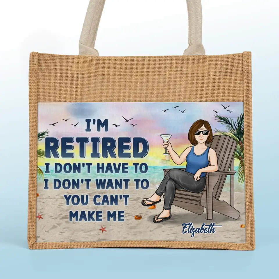 Il est temps pour moi de me détendre - Sacs fourre-tout personnalisés pour la famille, sacs fourre-tout en jute, sacs de plage - Cadeau pour maman, grand-mère
