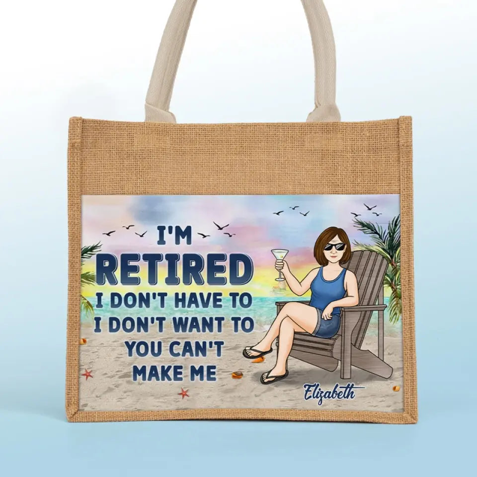Il est temps pour moi de me détendre - Sacs fourre-tout personnalisés pour la famille, sacs fourre-tout en jute, sacs de plage - Cadeau pour maman, grand-mère