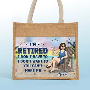 Il est temps pour moi de me détendre - Sacs fourre-tout personnalisés pour la famille, sacs fourre-tout en jute, sacs de plage - Cadeau pour maman, grand-mère