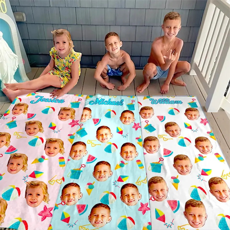 Serviette de plage personnalisée pour famille : un cadeau de vacances d'été inoubliable !
