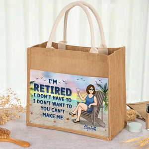 Il est temps pour moi de me détendre - Sacs fourre-tout personnalisés pour la famille, sacs fourre-tout en jute, sacs de plage - Cadeau pour maman, grand-mère