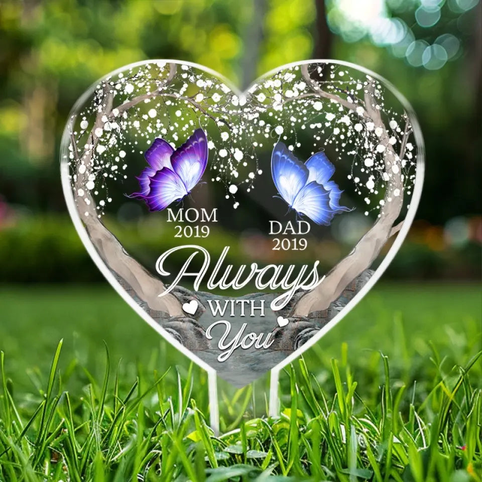Ta lumière brillera toujours dans mon cœur - Piquet de jardin en acrylique personnalisé de style vitrail - Cadeau de condoléances pour les membres de la famille