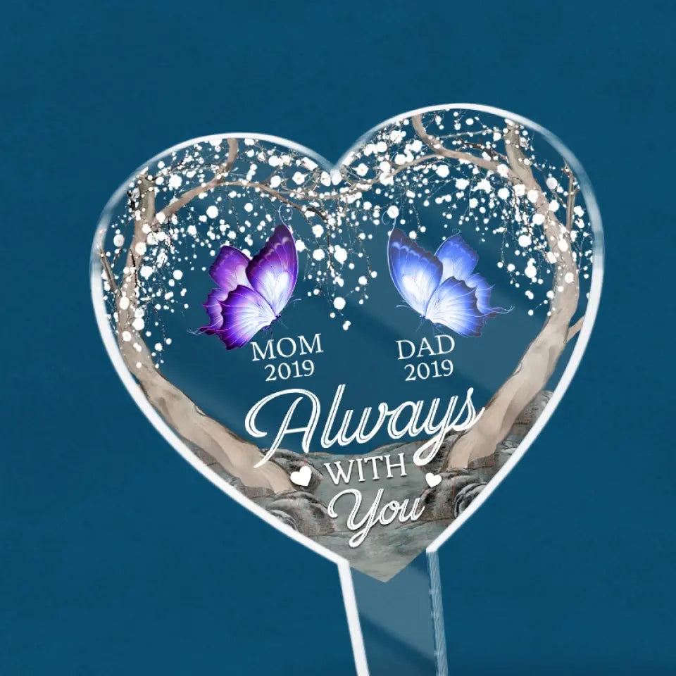 Ta lumière brillera toujours dans mon cœur - Piquet de jardin en acrylique personnalisé de style vitrail - Cadeau de condoléances pour les membres de la famille