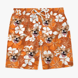 Photo personnalisée Chaque coquillage a une histoire - Short de plage hawaïen tropical Aloha personnalisé pour chien et chat - Cadeau de vacances d'été, cadeau de fête d'anniversaire pour propriétaires d'animaux, amoureux des animaux