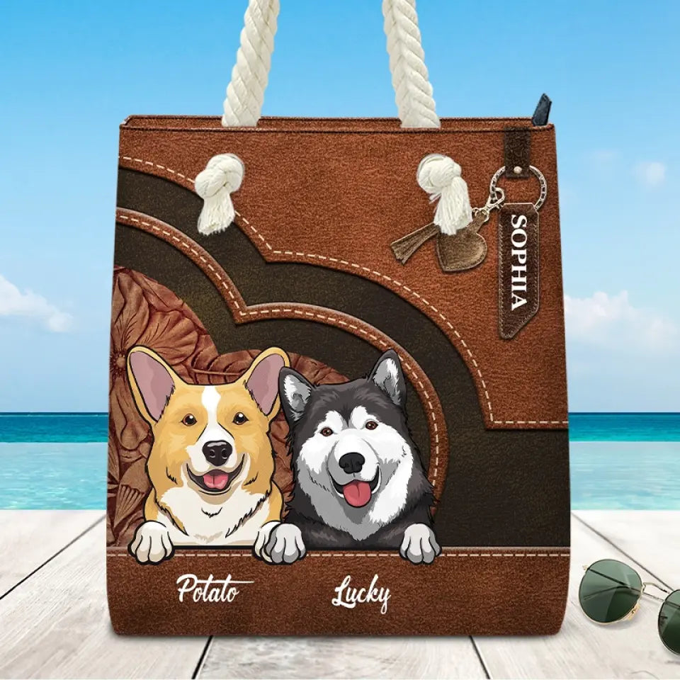 Sac de plage personnalisé pour chien « Barking Up A Summer Breeze » – Cadeau de vacances d'été pour propriétaires et amoureux des animaux