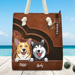 Sac de plage personnalisé pour chien « Barking Up A Summer Breeze » – Cadeau de vacances d'été pour propriétaires et amoureux des animaux