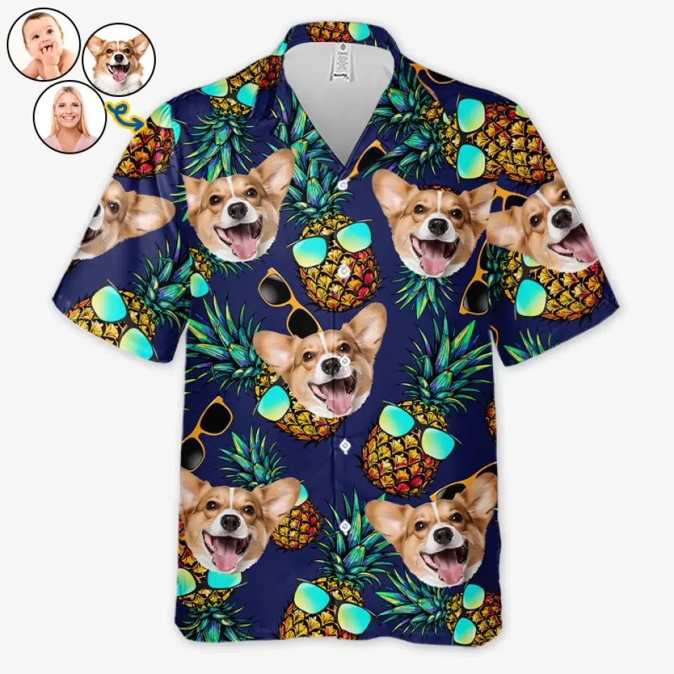 T-shirt hawaïen unisexe personnalisé avec photo tropicale « Tropic Like It's Hot » pour chien et chat - Cadeau idéal pour les vacances d'été, les propriétaires d'animaux et les amoureux des animaux.