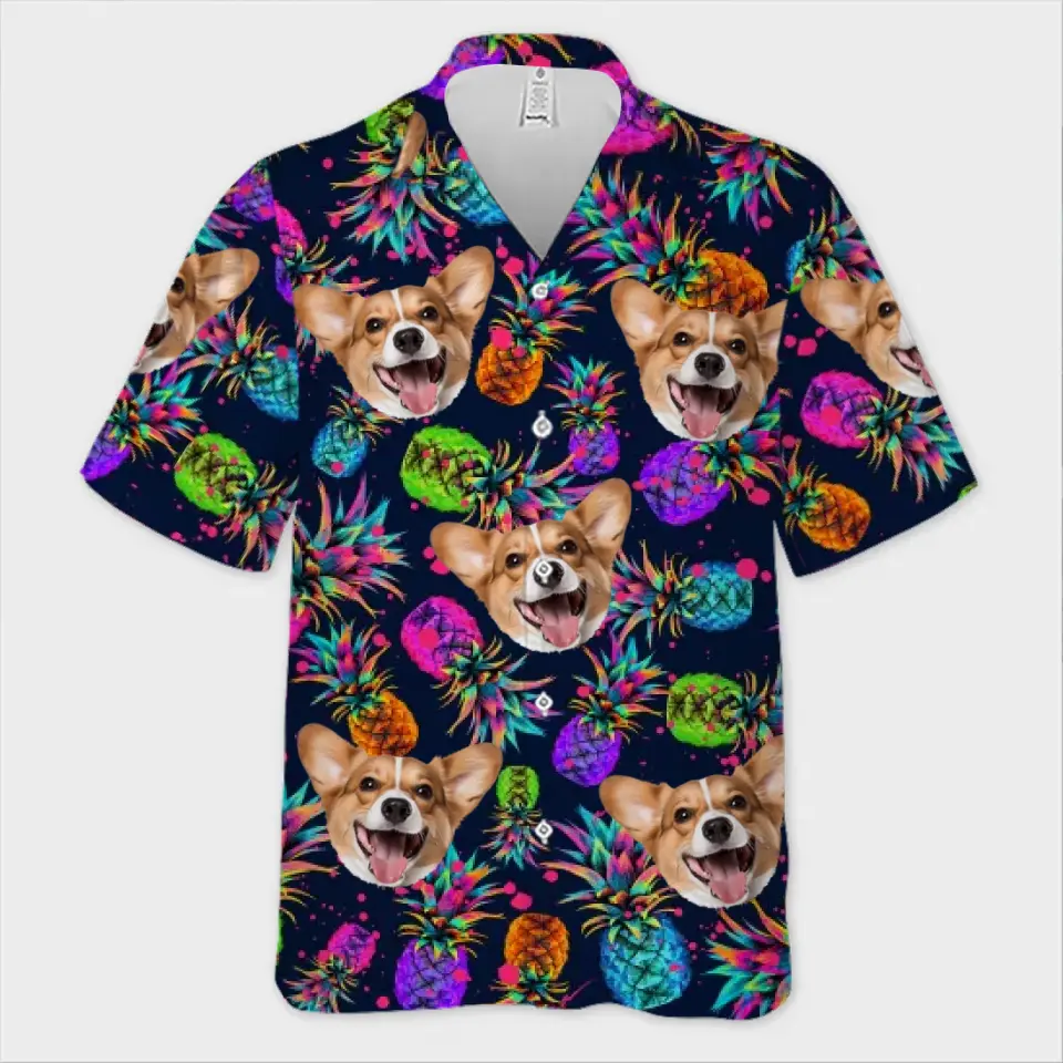 T-shirt hawaïen tropical unisexe personnalisé avec photo « État d'esprit estival » pour chien et chat - Cadeau idéal pour les vacances d'été, les propriétaires d'animaux et les amoureux des animaux.