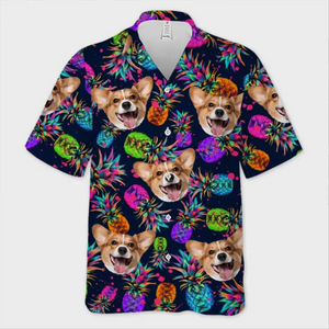 T-shirt hawaïen tropical unisexe personnalisé avec photo « État d'esprit estival » pour chien et chat - Cadeau idéal pour les vacances d'été, les propriétaires d'animaux et les amoureux des animaux.