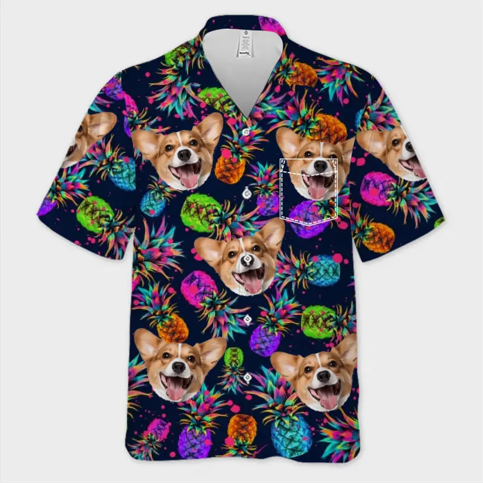 T-shirt hawaïen tropical unisexe personnalisé avec photo « État d'esprit estival » pour chien et chat - Cadeau idéal pour les vacances d'été, les propriétaires d'animaux et les amoureux des animaux.
