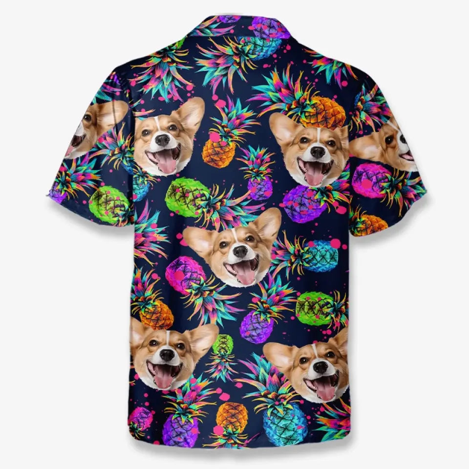 T-shirt hawaïen tropical unisexe personnalisé avec photo « État d'esprit estival » pour chien et chat - Cadeau idéal pour les vacances d'été, les propriétaires d'animaux et les amoureux des animaux.