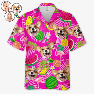 Personnalisez votre photo cet été pour un look plus spécial et élégant ! T-shirt hawaïen tropical unisexe personnalisé pour chien et chat ! Cadeau idéal pour les vacances d'été, les propriétaires d'animaux et les amoureux des animaux.