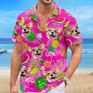 Personnalisez votre photo cet été pour un look plus spécial et élégant ! T-shirt hawaïen tropical unisexe personnalisé pour chien et chat ! Cadeau idéal pour les vacances d'été, les propriétaires d'animaux et les amoureux des animaux.