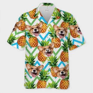 Photo personnalisée : Profitez pleinement de l'ambiance tropicale estivale ! T-shirt hawaïen unisexe personnalisé pour chien et chat ! Cadeau de vacances d'été, cadeau pour propriétaires d'animaux et amoureux des animaux.