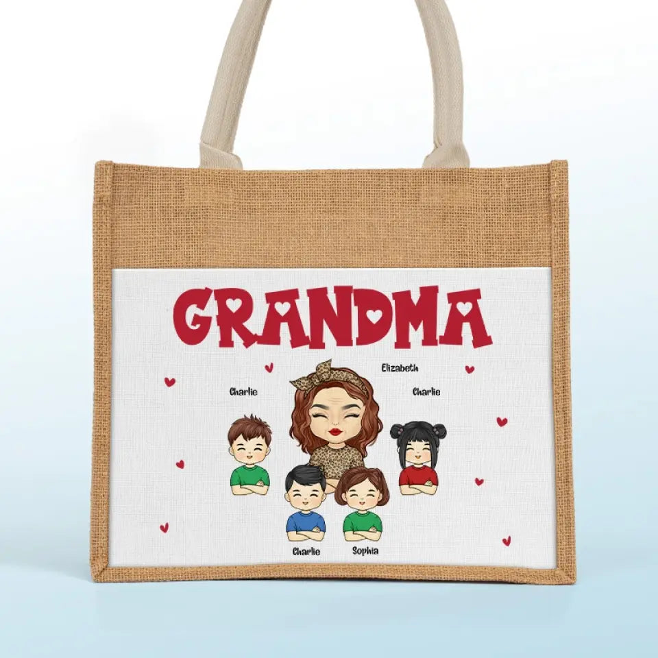 Je suis une grand-mère professionnelle - Sacs fourre-tout personnalisés pour la famille, sacs fourre-tout en jute, sacs de plage - Cadeau pour maman, grand-mère