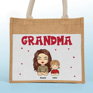 Je suis une grand-mère professionnelle - Sacs fourre-tout personnalisés pour la famille, sacs fourre-tout en jute, sacs de plage - Cadeau pour maman, grand-mère
