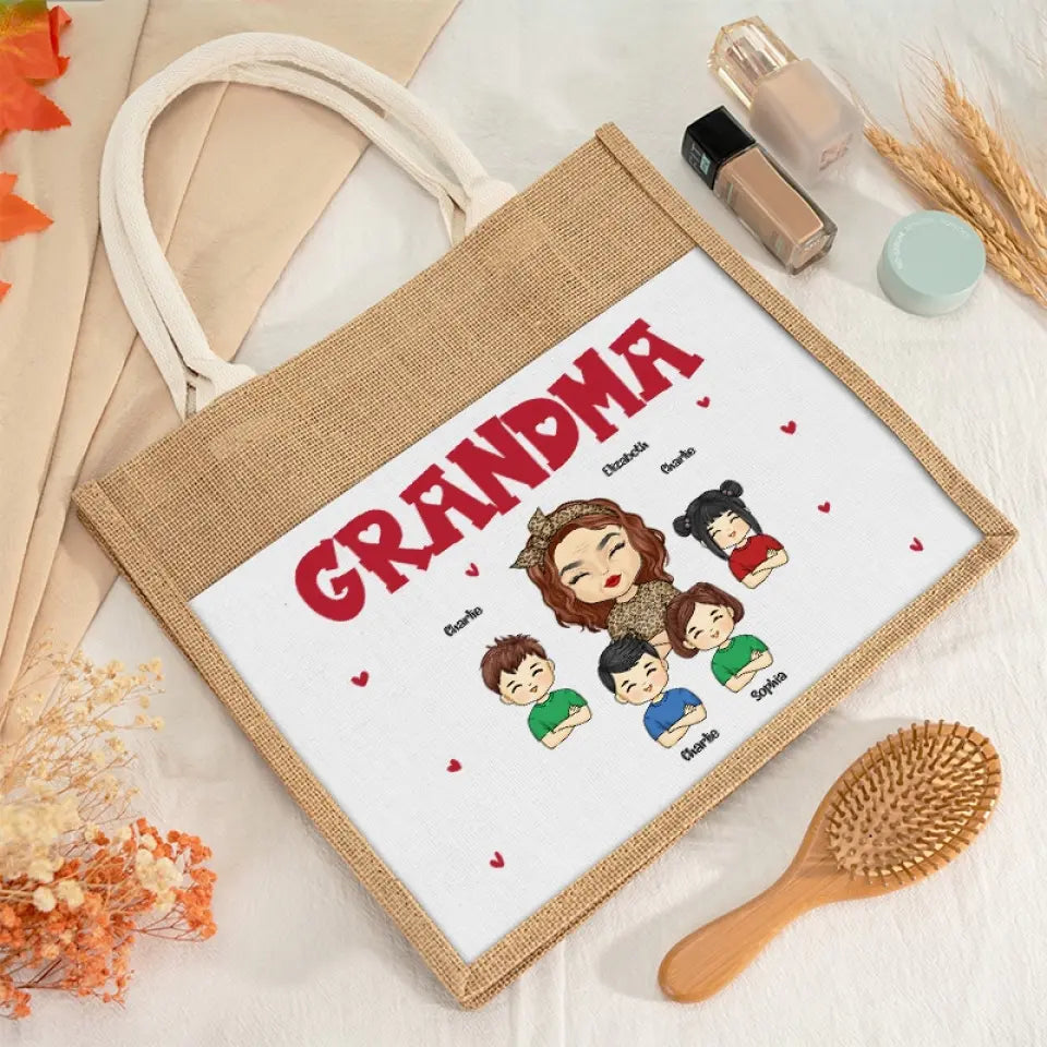 Je suis une grand-mère professionnelle - Sacs fourre-tout personnalisés pour la famille, sacs fourre-tout en jute, sacs de plage - Cadeau pour maman, grand-mère