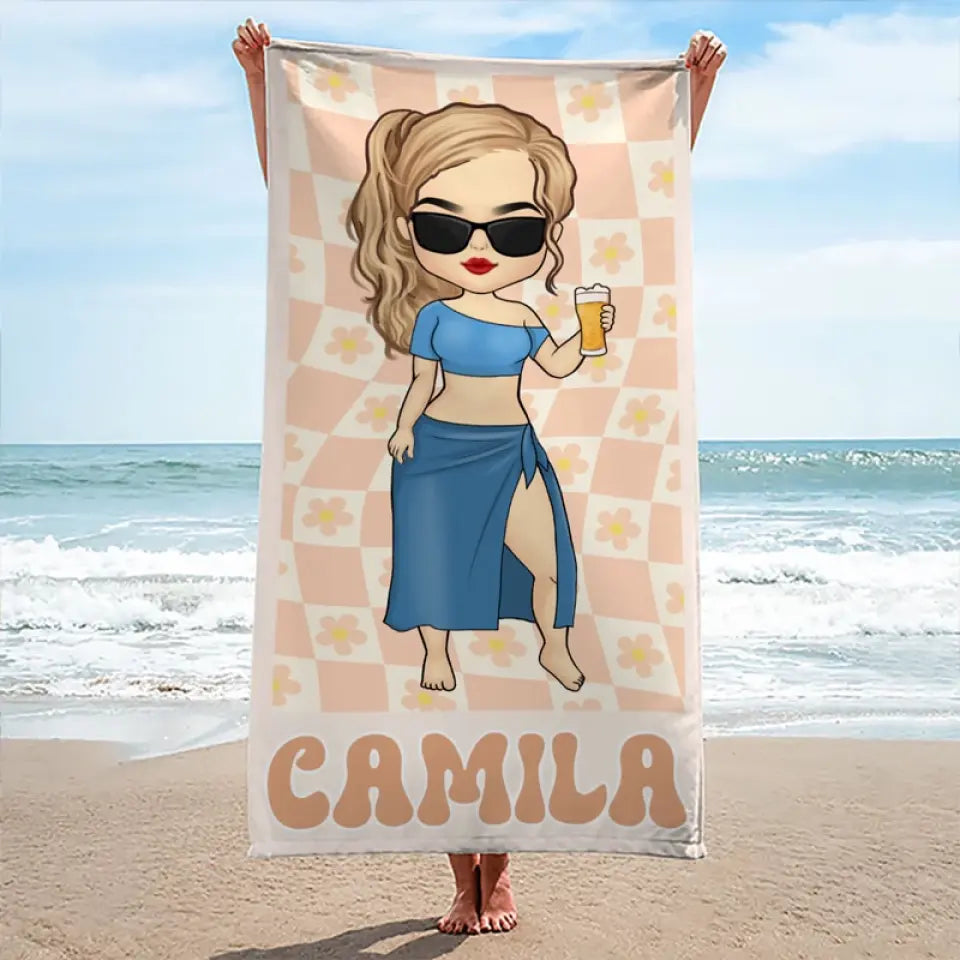 Laissez la mer vous libérer - Serviette de plage personnalisée Bestie - Cadeau de vacances d'été, cadeau de fête de piscine d'anniversaire pour meilleures amies, meilleures amies, sœurs