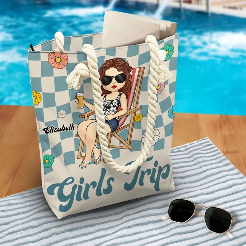 Beaches Booze Besties - Sac de plage personnalisé Bestie - Cadeau de vacances d'été pour meilleures amies, meilleures amies, sœurs