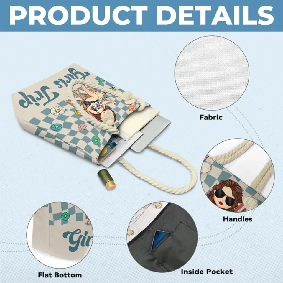 Beaches Booze Besties - Sac de plage personnalisé Bestie - Cadeau de vacances d'été pour meilleures amies, meilleures amies, sœurs