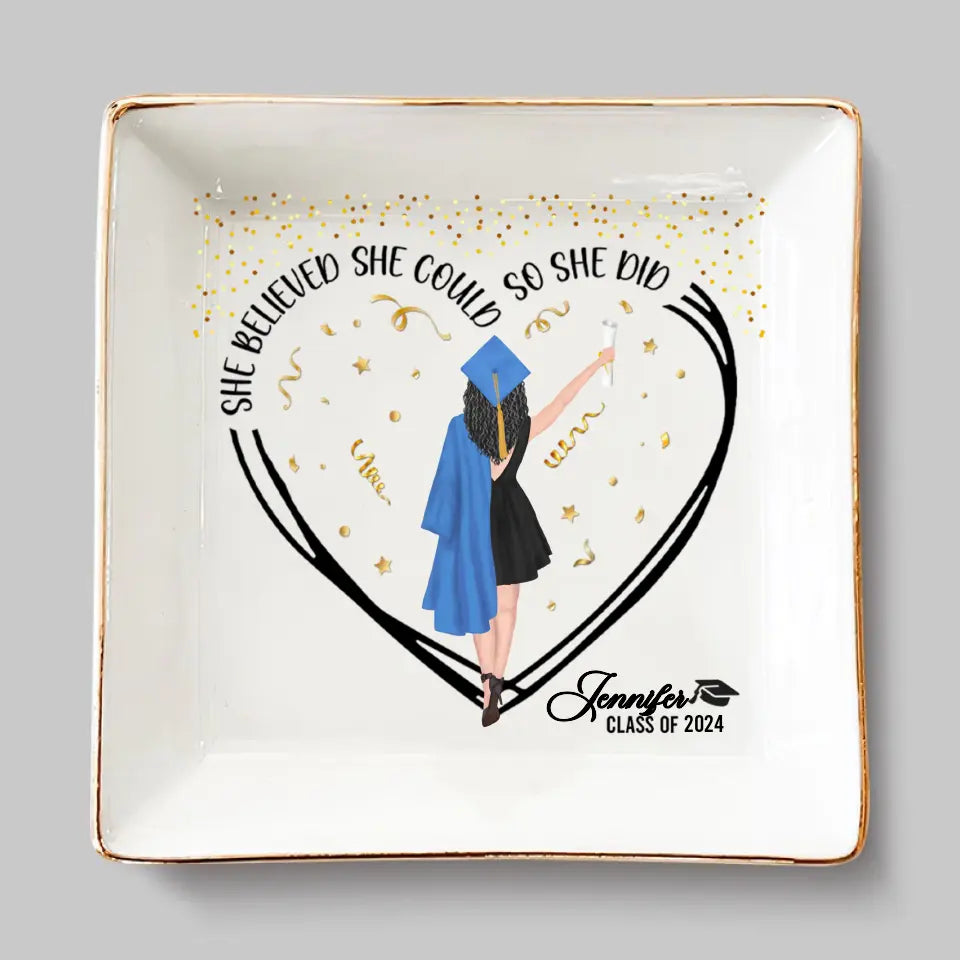 Une douce fin pour un nouveau départ - Plat à bijoux personnalisé pour la famille - Cadeau de fin d'études pour les membres de la famille, les frères et sœurs