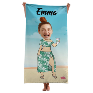 Serviette de plage personnalisée avec photo « Appelez-moi sur mon téléphone » - Cadeau pour les vacances d'été, un anniversaire, une fête à la piscine, pour mari, femme et famille