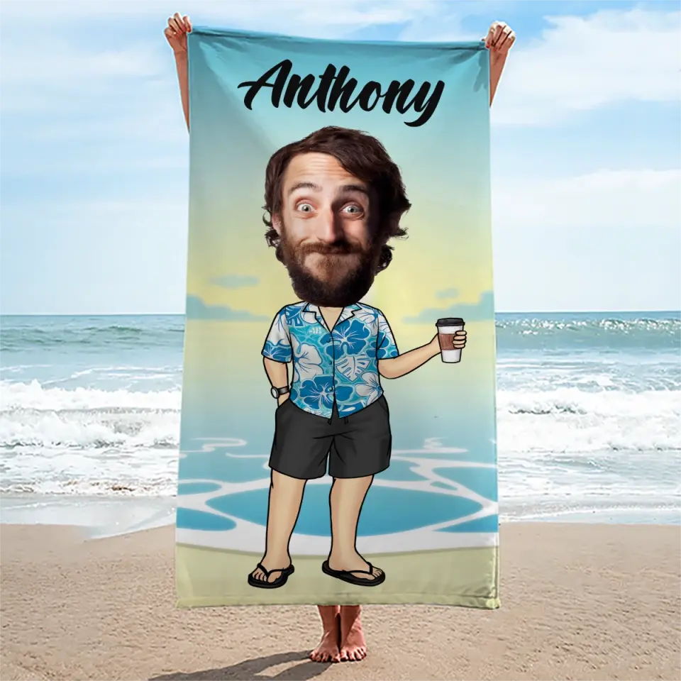 Serviette de plage personnalisée avec photo « Appelez-moi sur mon téléphone » - Cadeau pour les vacances d'été, un anniversaire, une fête à la piscine, pour mari, femme et famille