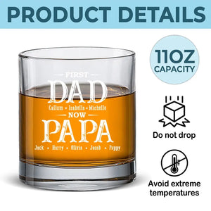Premier papa, maintenant grand-père - Verre à whisky personnalisé pour la famille - Cadeau pour papa, grand-père