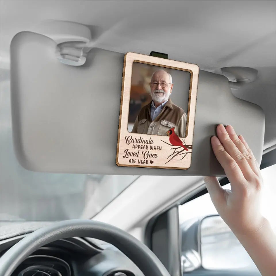 Des photos personnalisées apparaissent lorsque vos proches sont à proximité - Clip de pare-soleil de voiture personnalisé commémoratif - Cadeau de condoléances pour les membres de la famille
