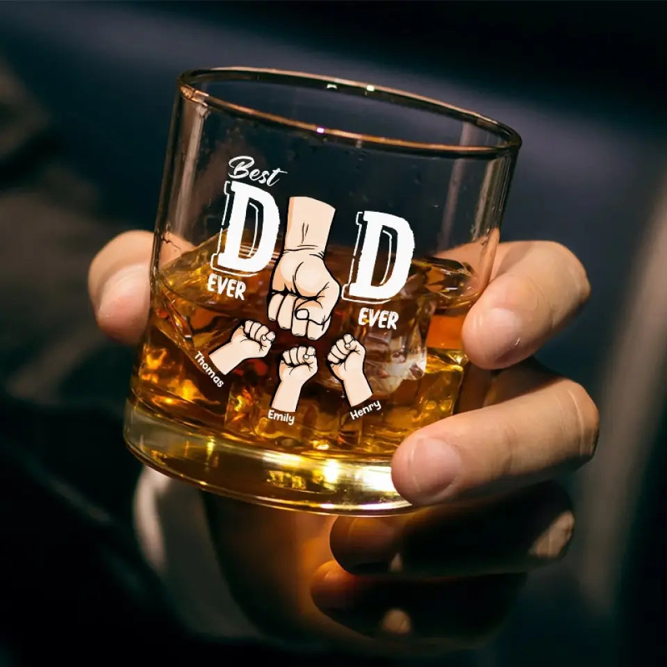 Notre bosse est ma motivation - Verre à whisky personnalisé pour la famille - Cadeau pour papa, grand-père