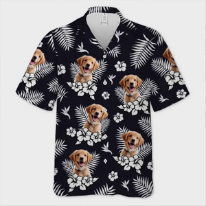 T-shirt hawaïen unisexe personnalisé avec photo « La vie est courte, partez à la plage » pour chien et chat. Cadeau idéal pour les vacances d'été, les propriétaires d'animaux et les amoureux des animaux.