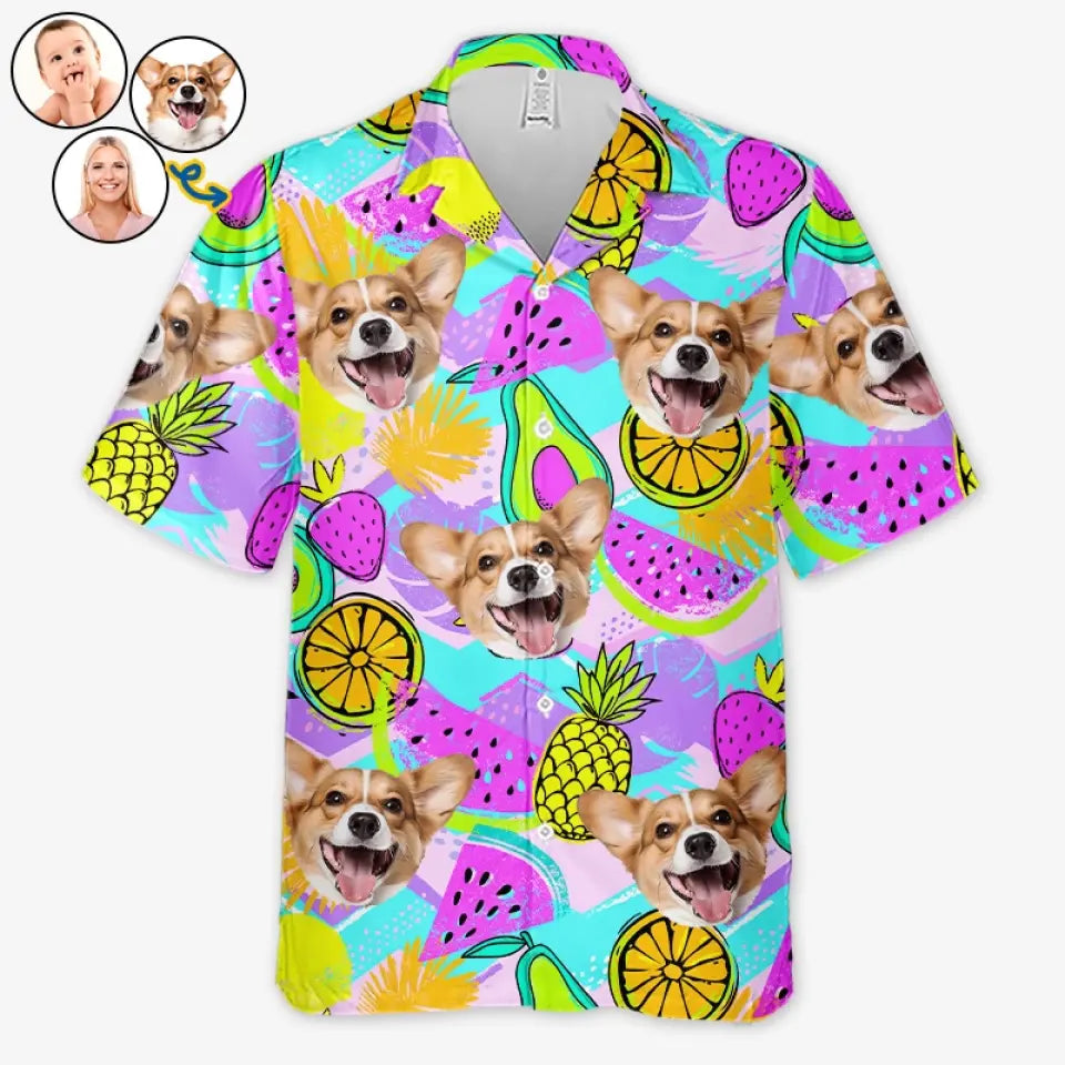 T-shirt hawaïen unisexe personnalisé avec photo d'animaux de compagnie pour les journées chaudes - Cadeau idéal pour les vacances d'été, les propriétaires d'animaux et les amoureux des animaux