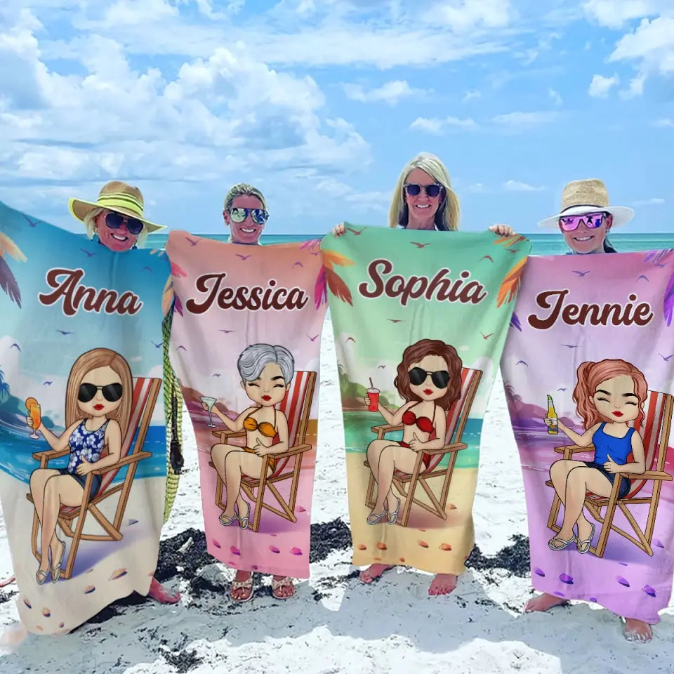 Serviette de plage personnalisée « Mode détente » activée - Cadeau idéal pour les vacances d'été, les anniversaires, les fêtes à la piscine, pour les meilleures amies, les meilleures amies et les sœurs