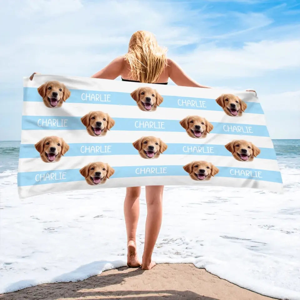 Photo personnalisée : journées d'été et câlins d'animaux - Chien
 Serviette de plage personnalisée avec chat - Cadeau de vacances d'été, cadeau d'anniversaire pour les propriétaires d'animaux et les amoureux des animaux