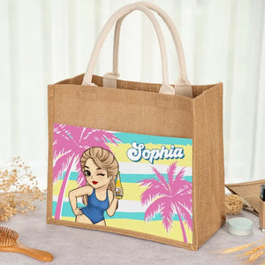 Summer Vibe - Sacs fourre-tout personnalisés pour meilleures amies, sacs fourre-tout en jute, sacs de plage - Cadeau pour meilleures amies, meilleures amies, sœurs