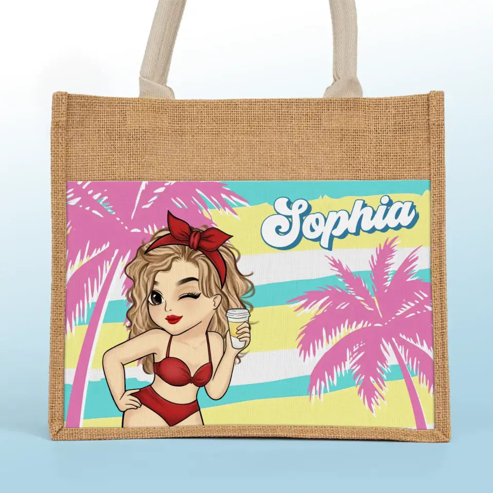 Summer Vibe - Sacs fourre-tout personnalisés pour meilleures amies, sacs fourre-tout en jute, sacs de plage - Cadeau pour meilleures amies, meilleures amies, sœurs