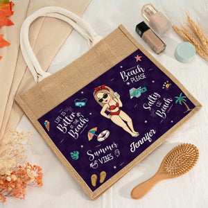 Beach Please - Sacs fourre-tout personnalisés pour meilleures amies, sacs fourre-tout en jute, sacs de plage - Cadeau pour meilleures amies, meilleures amies, sœurs