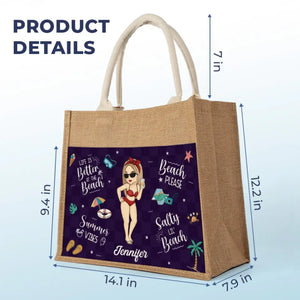 Beach Please - Sacs fourre-tout personnalisés pour meilleures amies, sacs fourre-tout en jute, sacs de plage - Cadeau pour meilleures amies, meilleures amies, sœurs