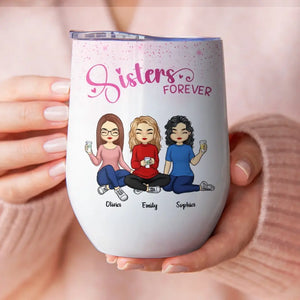 Always Sisters - Verre à vin personnalisé Bestie - Cadeau pour meilleures amies, meilleures amies, sœurs