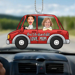 Photo personnalisée « Partons en voyage ensemble » - Ornement de voiture personnalisé en famille - Forme personnalisée en acrylique - Cadeau pour maman, fille, fils