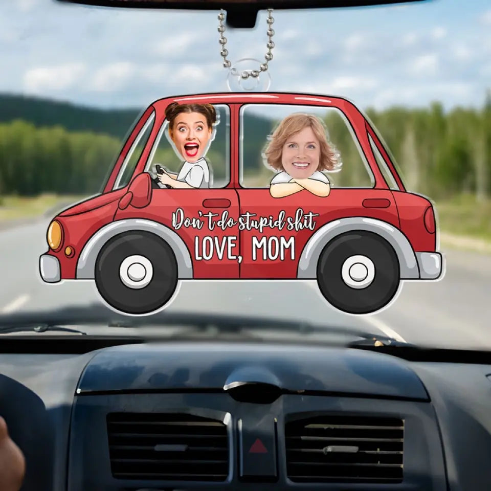 Photo personnalisée « Partons en voyage ensemble » - Ornement de voiture personnalisé en famille - Forme personnalisée en acrylique - Cadeau pour maman, fille, fils