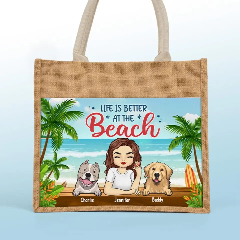 Meilleure maman de chien au monde - Sacs fourre-tout personnalisés pour chien, sacs fourre-tout en jute, sacs de plage - Cadeau pour propriétaires et amoureux des animaux