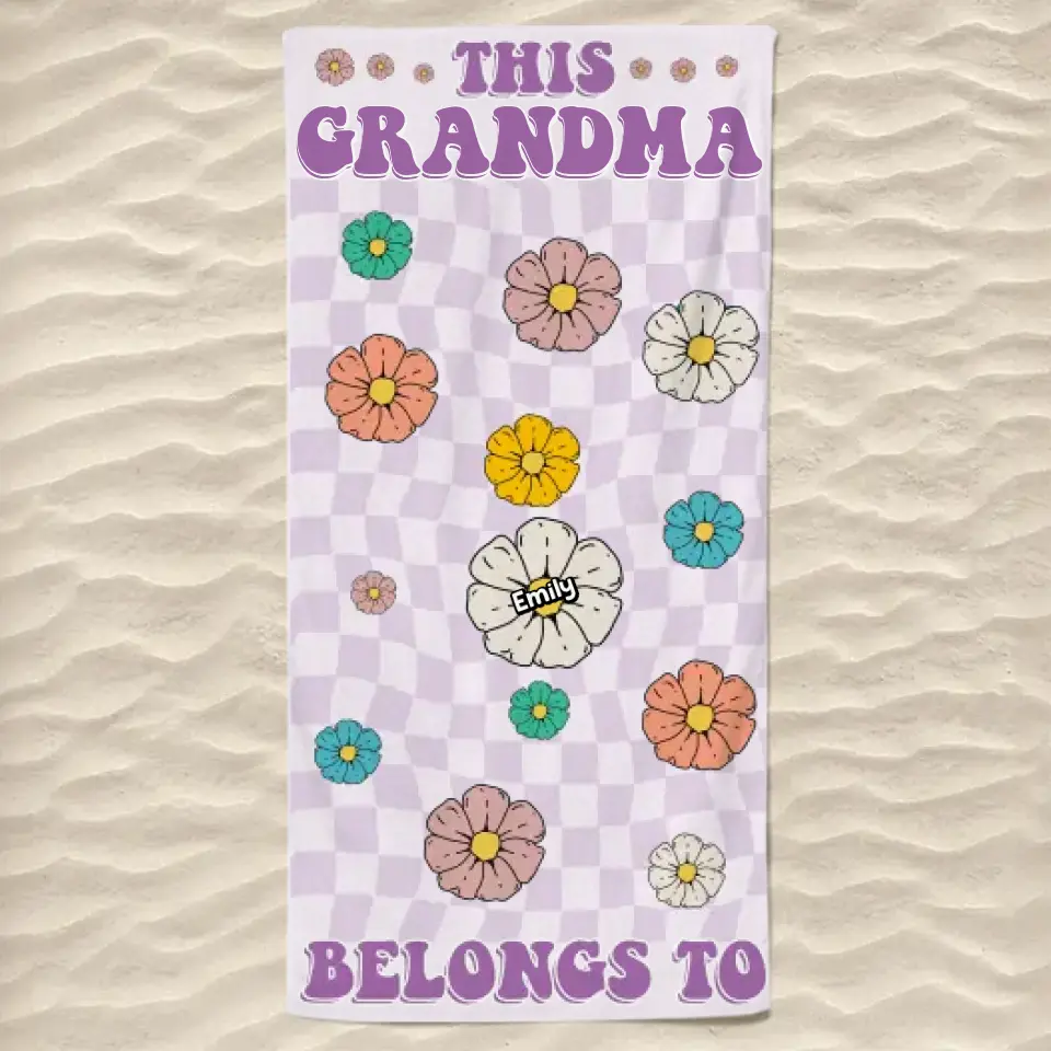 Serviette de plage personnalisée « Air marin, cheveux salés » – Cadeau pour les vacances d'été, un anniversaire, une fête à la piscine, pour grand-mère