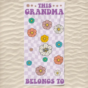 Serviette de plage personnalisée « Air marin, cheveux salés » – Cadeau pour les vacances d'été, un anniversaire, une fête à la piscine, pour grand-mère